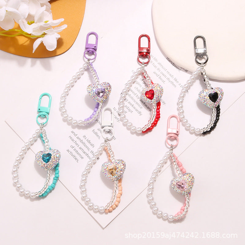 Wholesale Full Diamond Love Gemstone Acrylic Keychain